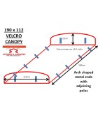 190cm x 112cm Replacement Canopy with Rounded Top Roof (all Velcro)