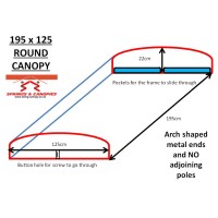 195cm x 125cm Replacement Canopy with Rounded Top Roof